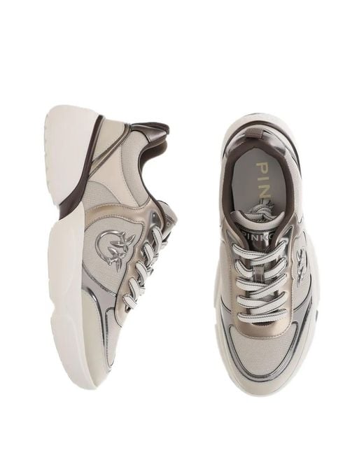 Pinko White Love Birds Panelled Sneakers