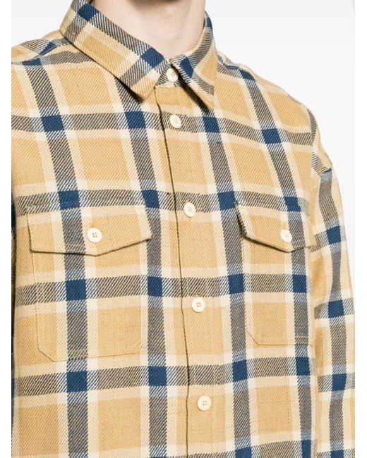 Visvim Brown Check-pattern Wool-linen Shirt for men