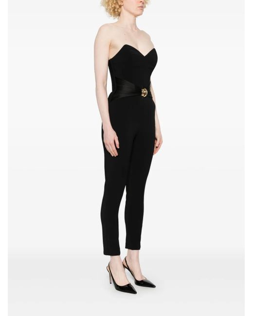 Elisabetta Franchi Black Macro-Bow Crepe Jumpsuit