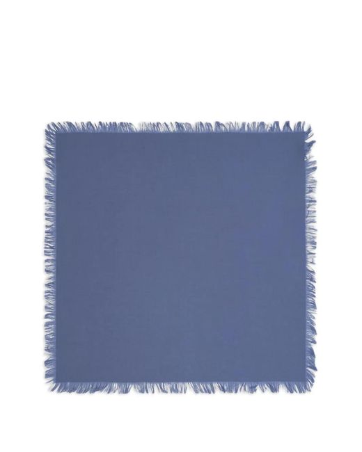 Bompard Blue Fringed Twill Square Scarf