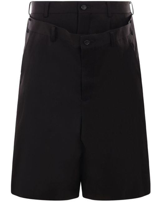 Pantalones cortos de vestir a capas Comme des Garçons de hombre de color Black