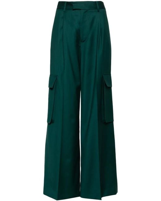 Amiri Green Wide-Leg Cargo Wool Trousers