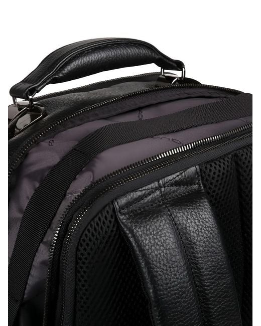 Piquadro Black Sac À Dos En Cuir À Fini Grainé