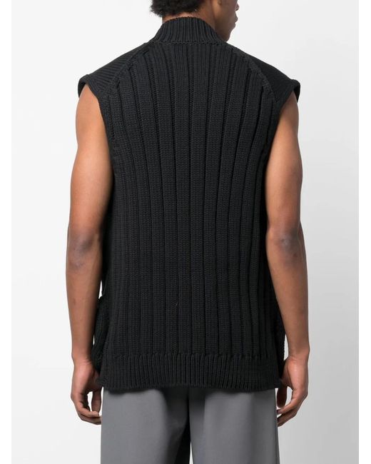 Off-White c/o Virgil Abloh Black Multipockets Waffle-Knit Gilet for men