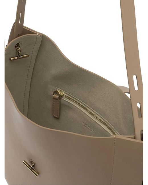 MINOBOSSI White Half-Circle Leather Shoulder Bag