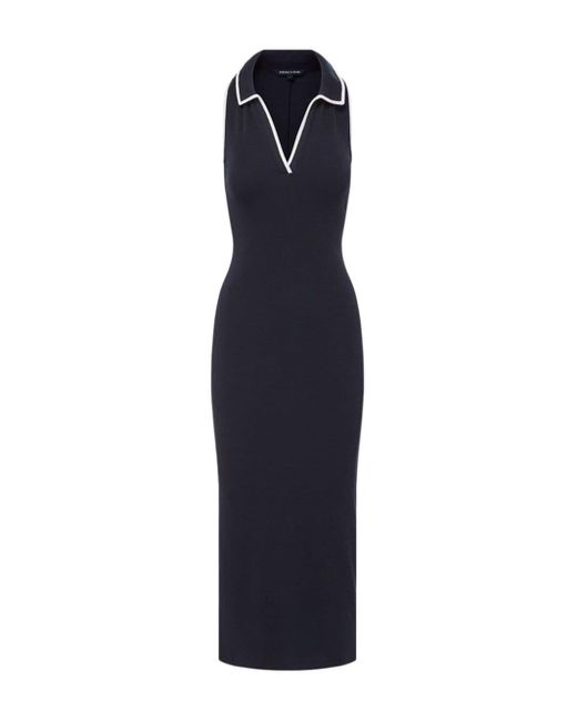 Veronica Beard Blue Darien Contrast-trim Midi Dress