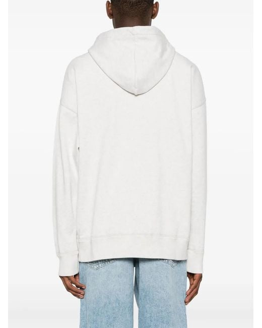 Isabel Marant White 'Miley' Hoodie With Flocked Logo for men