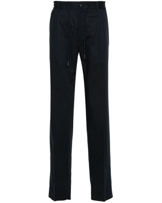 Tagliatore Blue Pleated Tapered Trousers for men