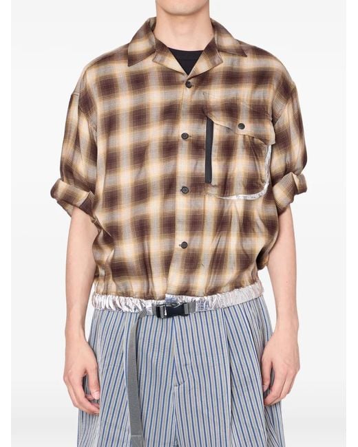 Kolor Brown Plaid Pocket Shirt for men