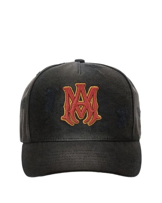 Amiri Black Ma Outline Canvas Hat for men