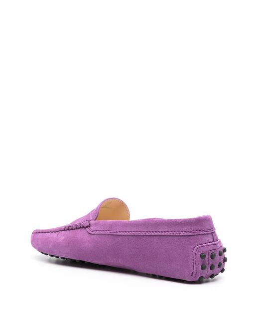 Tod's Purple Gommino Suede Loafers