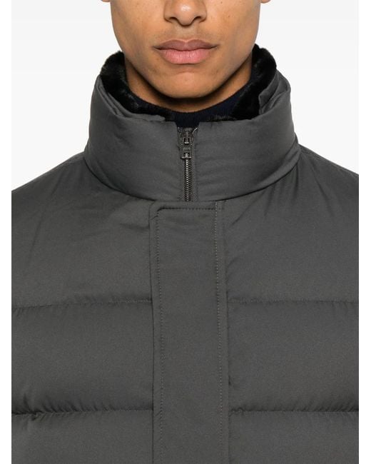 Herno Gray Logo-Plaque Puffer Jacket for men