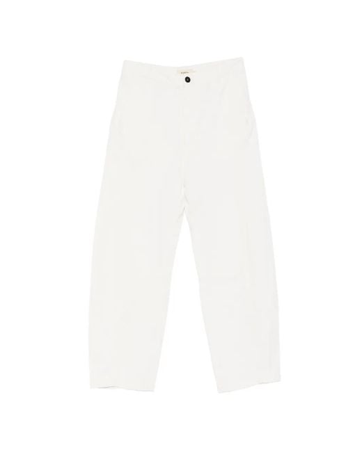 Barena White Marietta Furian Barrel-Leg Trousers