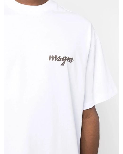 MSGM White Logo-Print T-Shirt for men