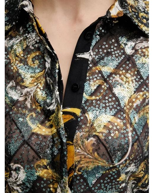 Versace Jeans Couture Black Sequin-Embellished Blouse