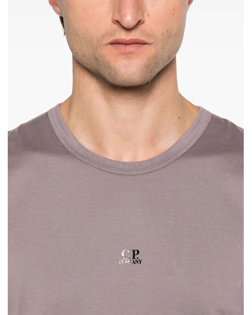 C P Company Purple Logo-Print T-Shirt for men