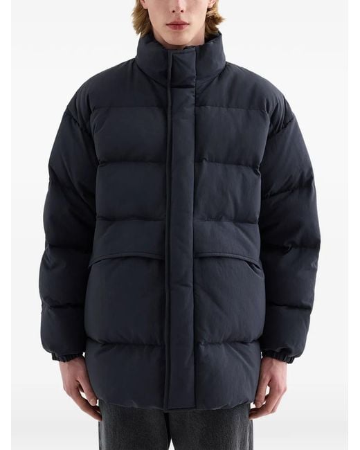 Jil Sander Blue Quilted Down Coat for men