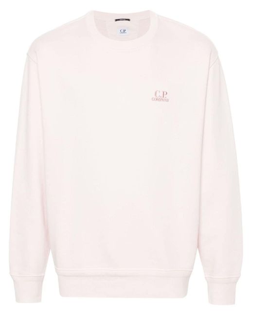C P Company Pink Logo-embroidered Cotton Sweatshirt for men
