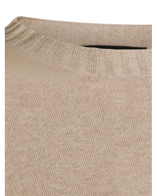 Fabiana Filippi Natural Bead-Embellished Ribbed-Trim Sweater