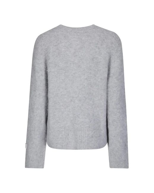 Samsøe & Samsøe Gray Salo V-Neck Drawstring Sweater