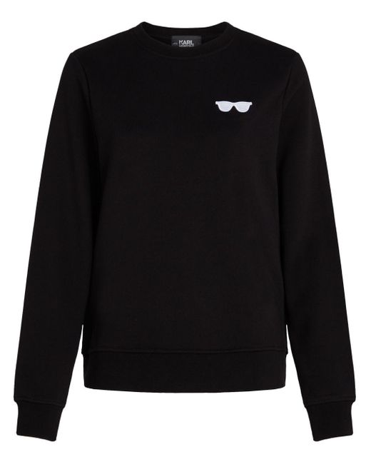 Karl Lagerfeld Black Sunglasses-embroidered Organic-cotton Sweatshirt