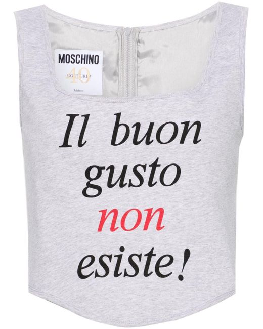 Moschino White Slogan-print Corset Top