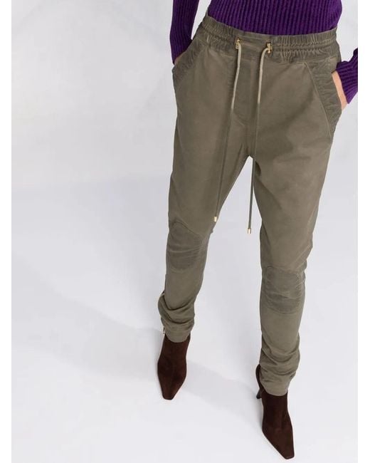 Balmain Green Ankle-Zip Track Pants