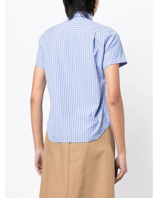 COMME DES GARÇONS PLAY Blue Striped-Print Short-Sleeved Shirt