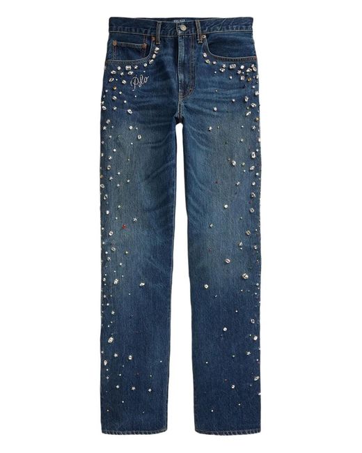 Polo Ralph Lauren Blue Crystal-Embellished Jeans