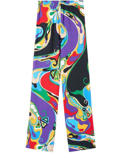 Emilio Pucci Broek Met Orchidee Print in het Blue