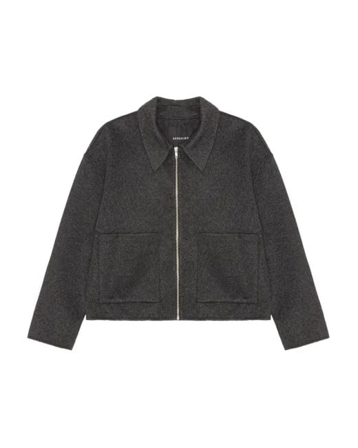 Herskind Black Zip-Front Patch-Pocket Jacket