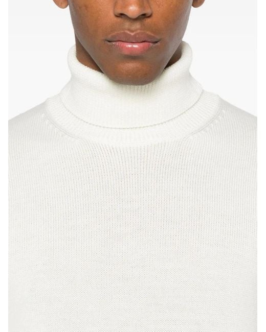Roberto Collina White Turtleneck Merino Wool Sweater for men