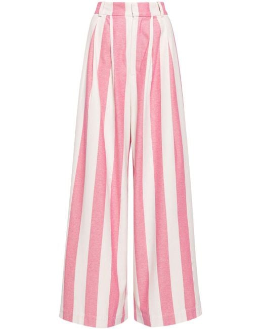 MIRA MIKATI Pink Candy-stripe Cotton Palazzo Pants