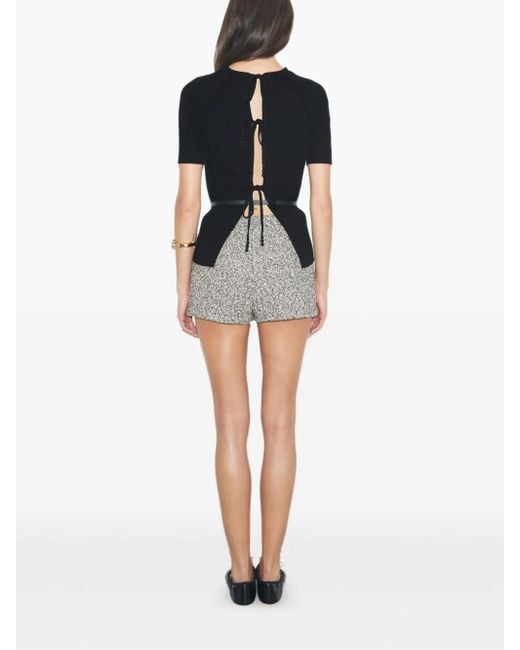 Tory Burch Black Ribbed Tie-Back Pullover