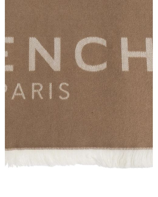 Givenchy Brown Logo Fringed Scarf