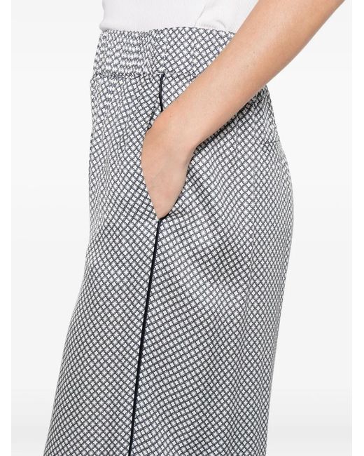 Peserico Gray Patterned Side Stripe Trousers