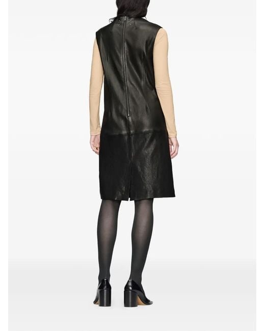 Maison Margiela Black Patchwork Leather Midi Dress
