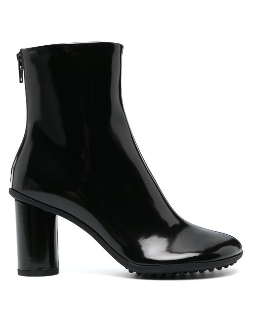Bottega Veneta Black Atomic Almond-toe Leather Heeled Ankle Boots