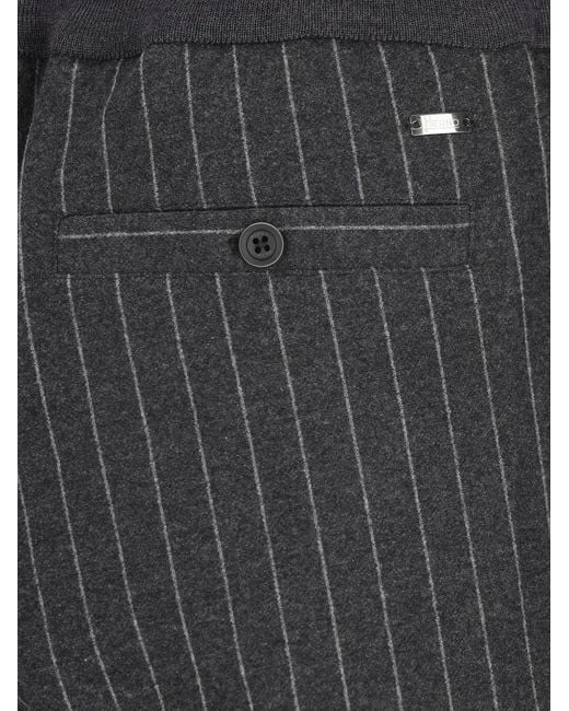 Herno Gray Pinstripe-Pattern Drawstring Trousers for men