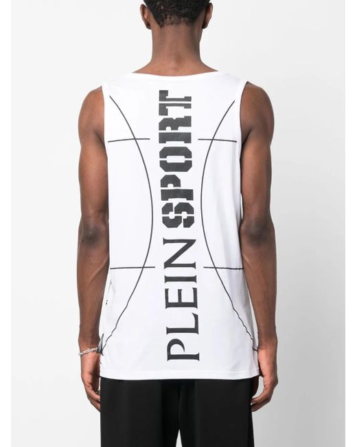 Philipp Plein White Graphic-Print Scoop-Neck Tank Top for men