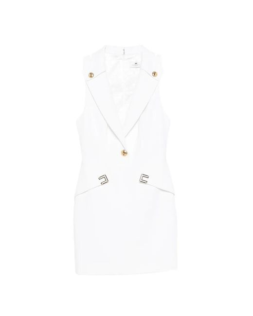 Elisabetta Franchi White Robe Courte À Logo Appliqué