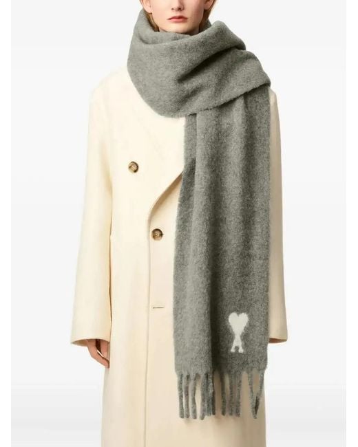 AMI Gray Scarf Cloud Knit