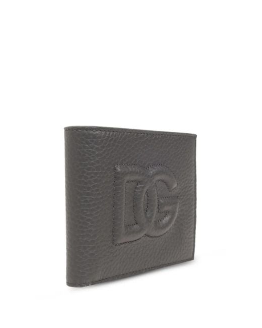 Dolce & Gabbana Gray Logo-Embossed Leather Wallet for men