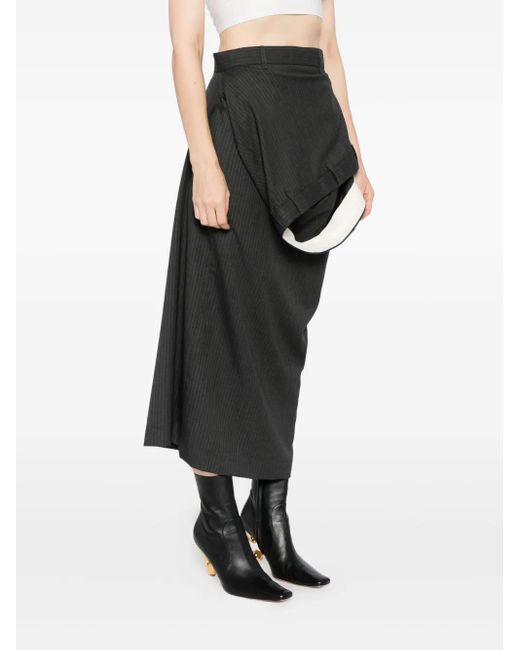 Moohong Black Deconstructed Wool Skirt