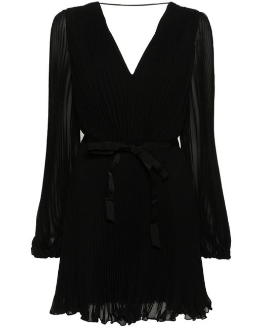 Max Mara Black Fully-pleated Open Back Mini Dress