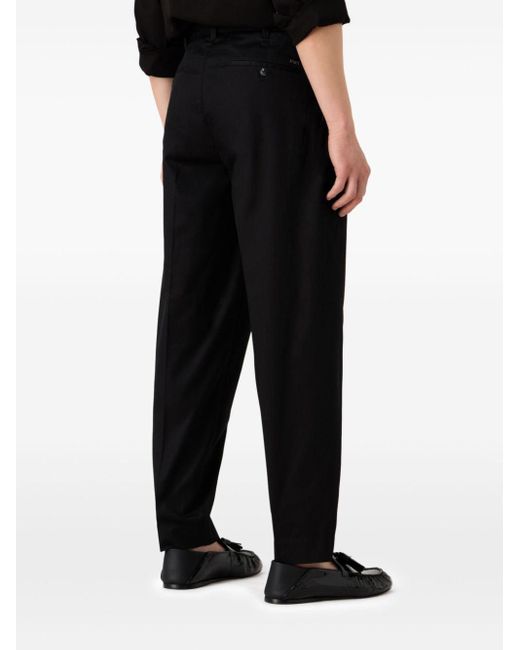 Emporio Armani Black Cotton-blend Tapered Trousers for men