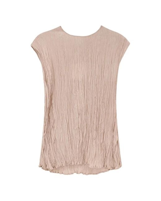 Alysi Pink Round-Neck Textured Top