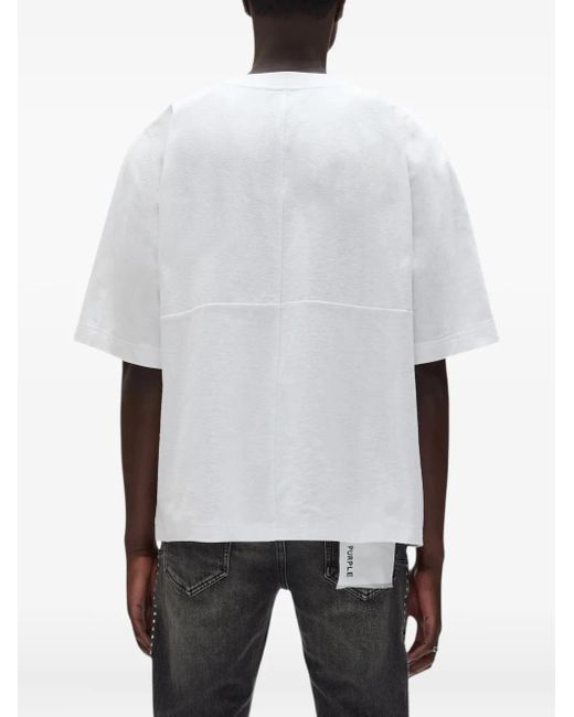 Purple Brand Metallic Graphic-Print Cotton T-Shirt for men