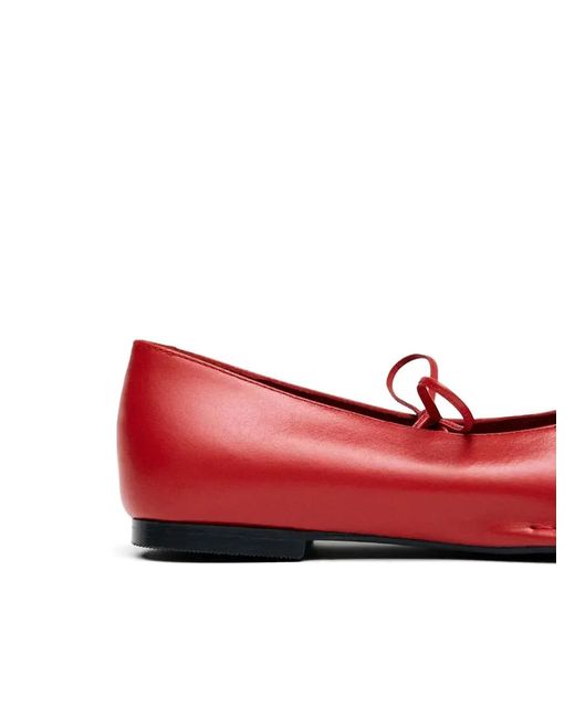 Alohas Red Sway Tie Square-Toe Ballet Flats