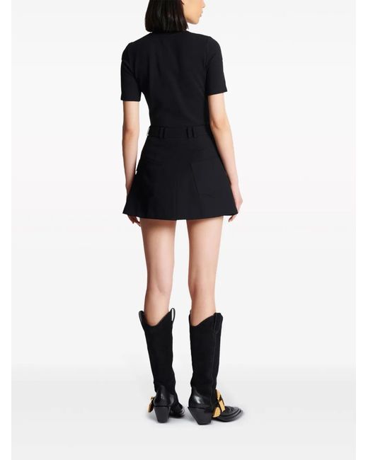 Balmain Black Wool Mini Skirt For